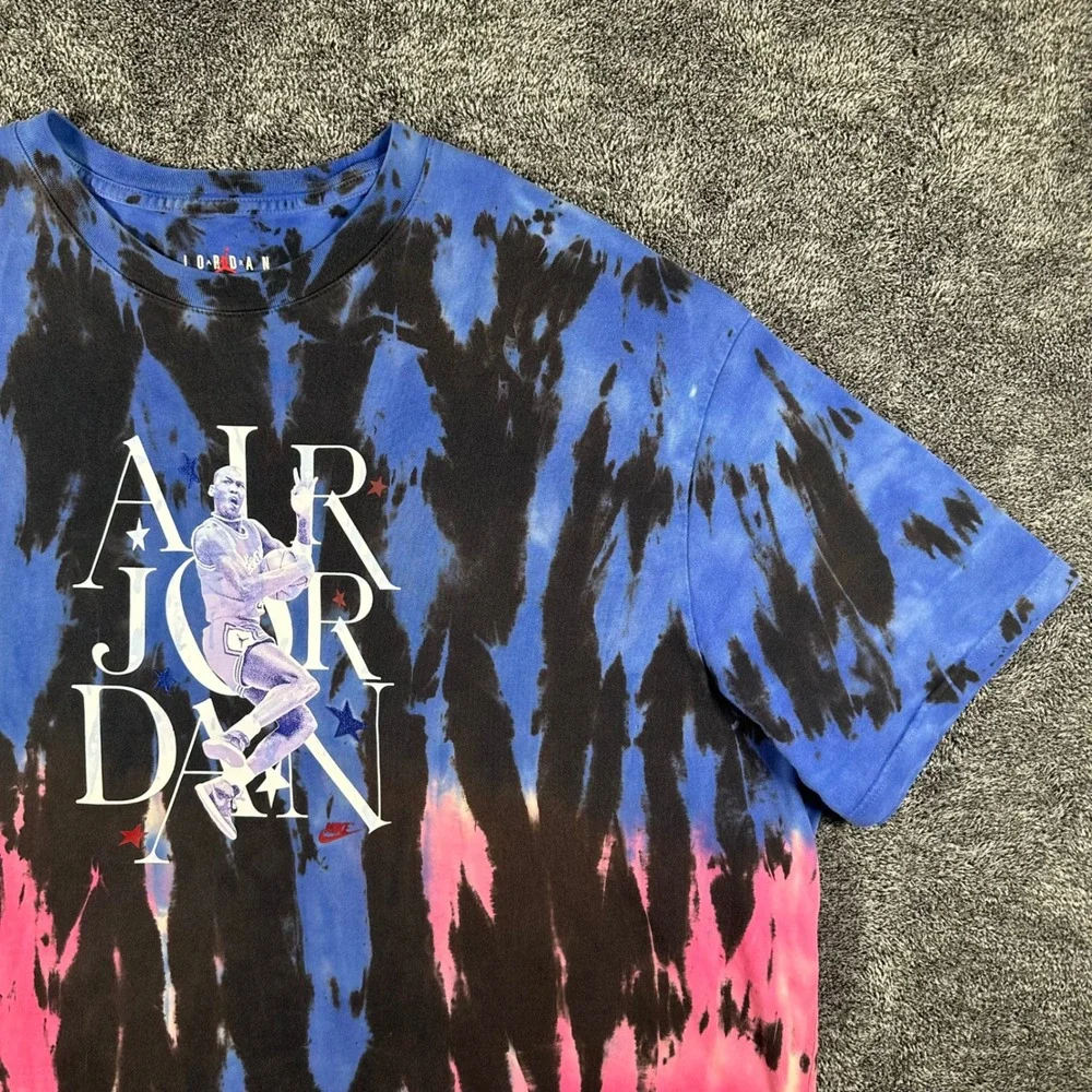 Jordan T-Shirt Mens 3XL Tie Dye Blue Pink Black Michael Jordan Graphic Bball